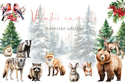 Watercolor forest animals clipart, an Object Graphic by KomtsyanTatyanaArt (Thumbnail 1 of 10)