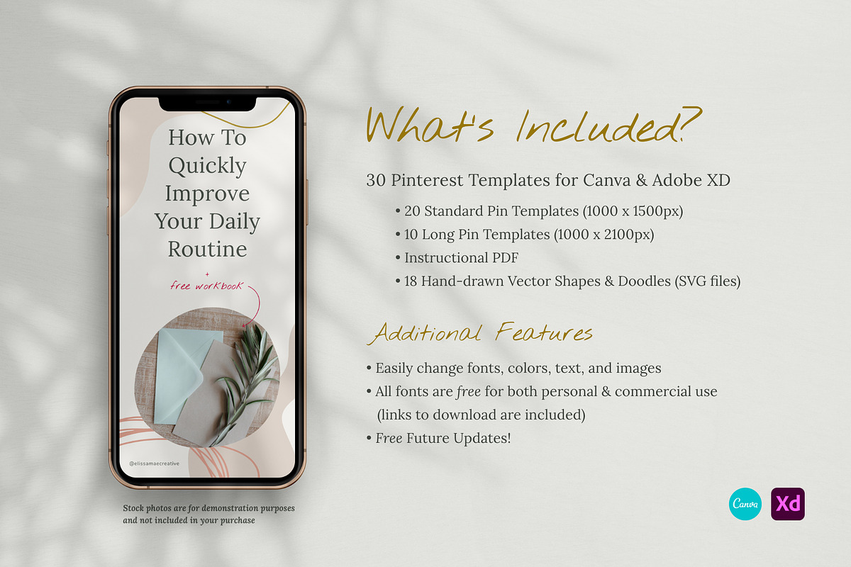 Abstract Pinterest Templates CANVA, a Social Media Template by Elissa Mae Creative (Photo 3 of 14)