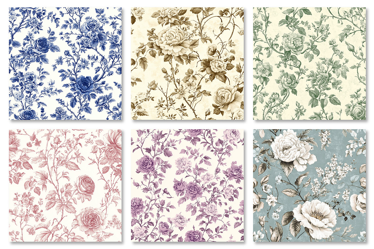 Vintage Floral Toile Seamless Patter, a Pattern Graphic by Dream Creation (Photo 6 of 7)