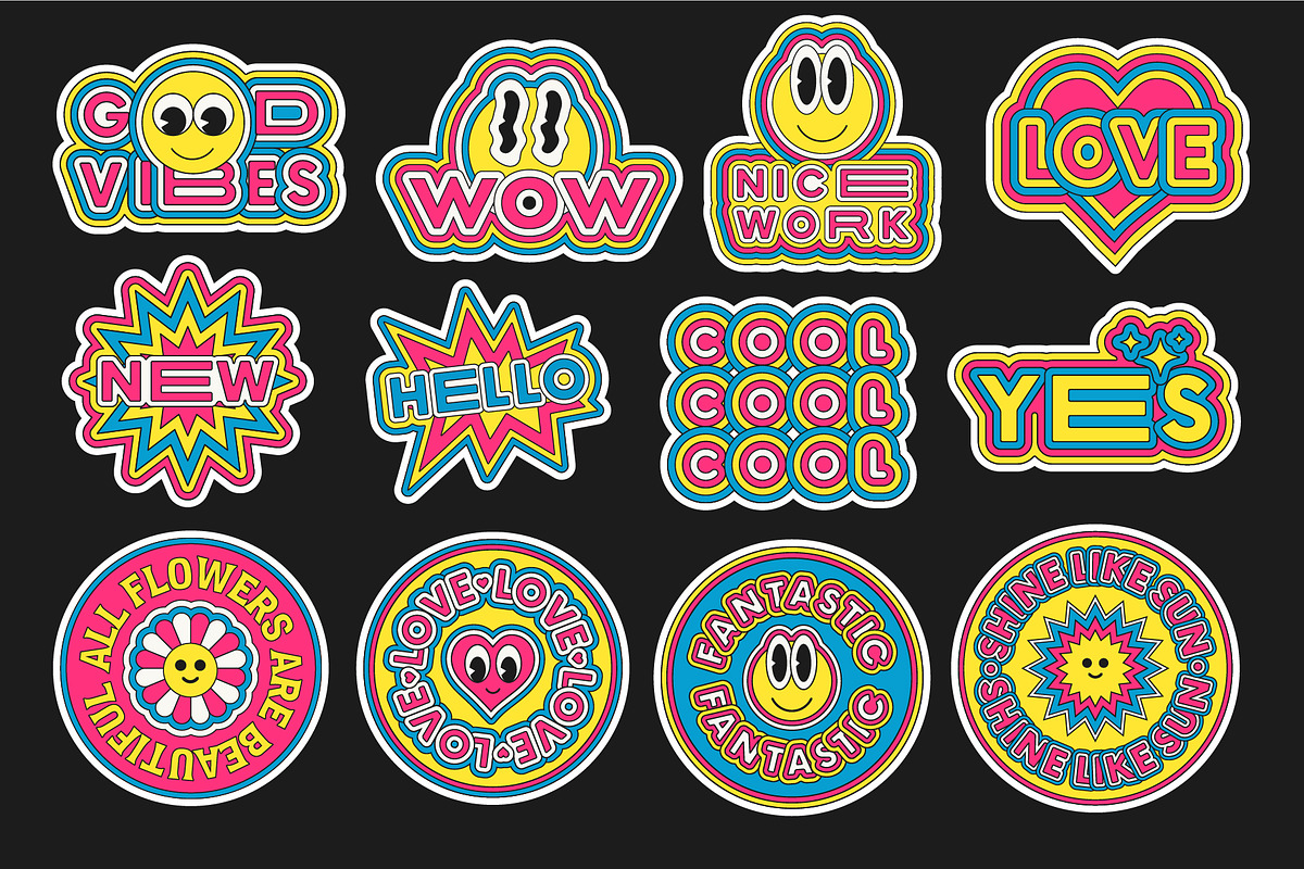 COOL POP ART VECTOR STICKERS SET, a Decorative Illustration by craftlove (Photo 4 of 4)