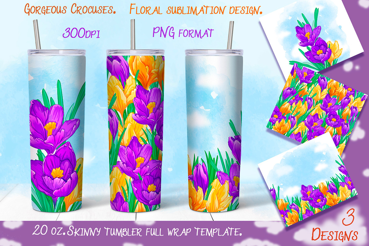 Crocuses. Tumbler sublimation, a Pattern Graphic by Maycat_store (Photo 1 of 5)