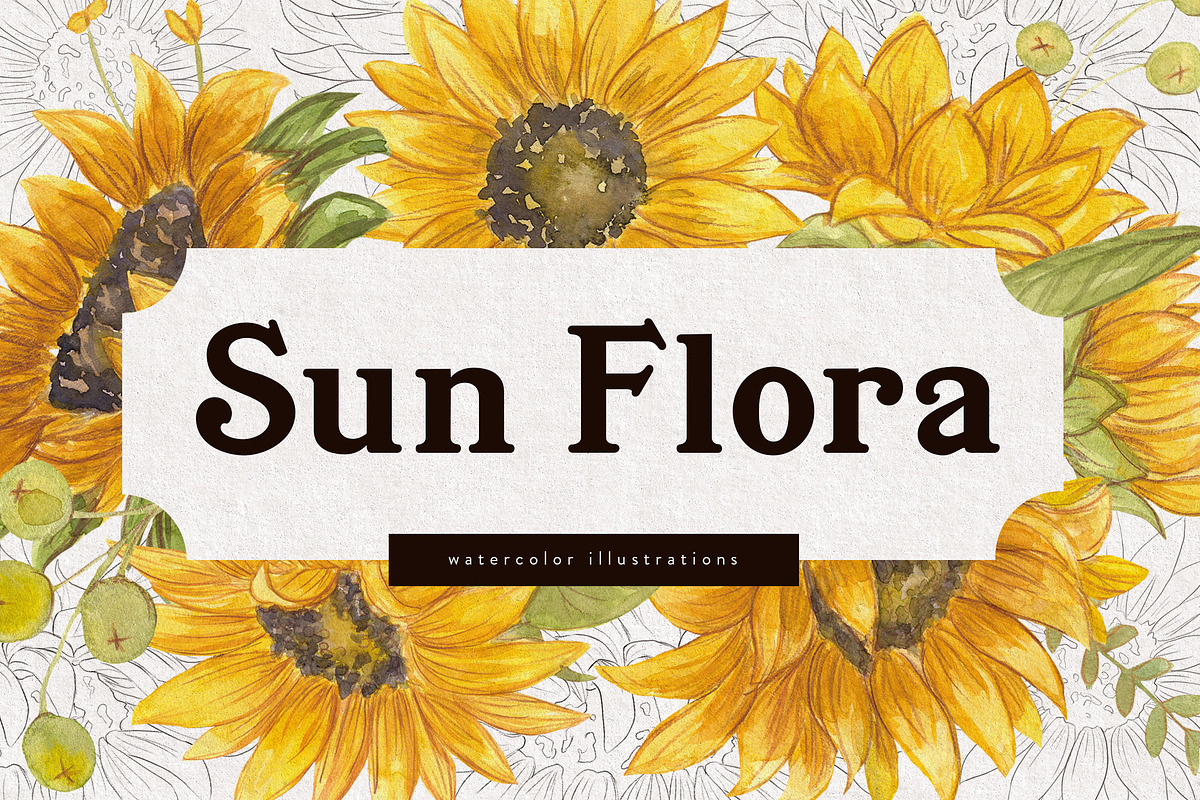 Sunflower Watercolor Illustrations, an Illustration by Fire Spark Studio (Photo 1 of 10)