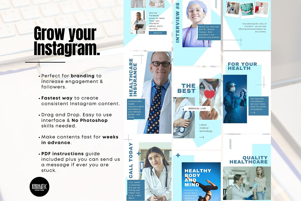 Medical Clinic Instagram Bundle, a Social Media Template by Kromatic Design Studio (Photo 9 of 10)