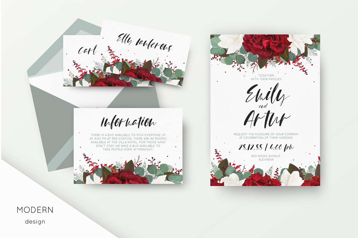 Wedding collection - Red & white, an Invitation Template by Alewiena (Photo 2 of 9)