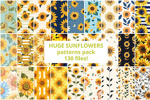 130 Sunflower Seamless Patterns