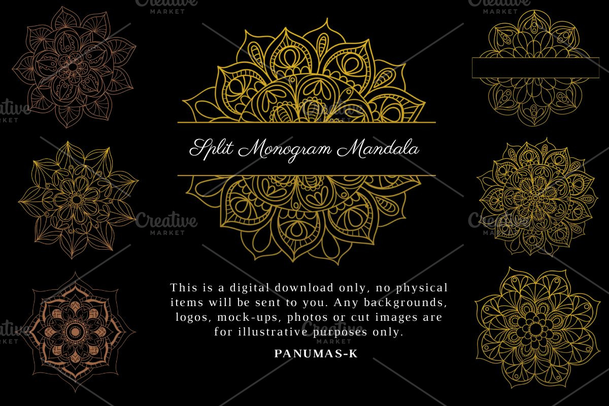 Mandala and Split Monogram Mandala, a Graphic by PKshop (Photo 3 of 3)