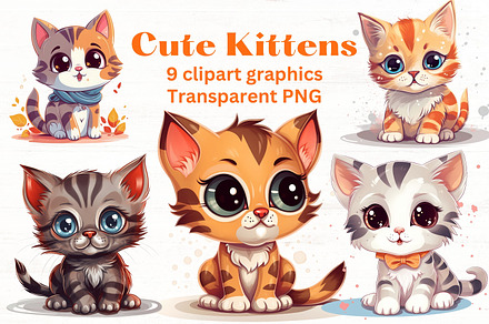 Cute Kittens clipart x9