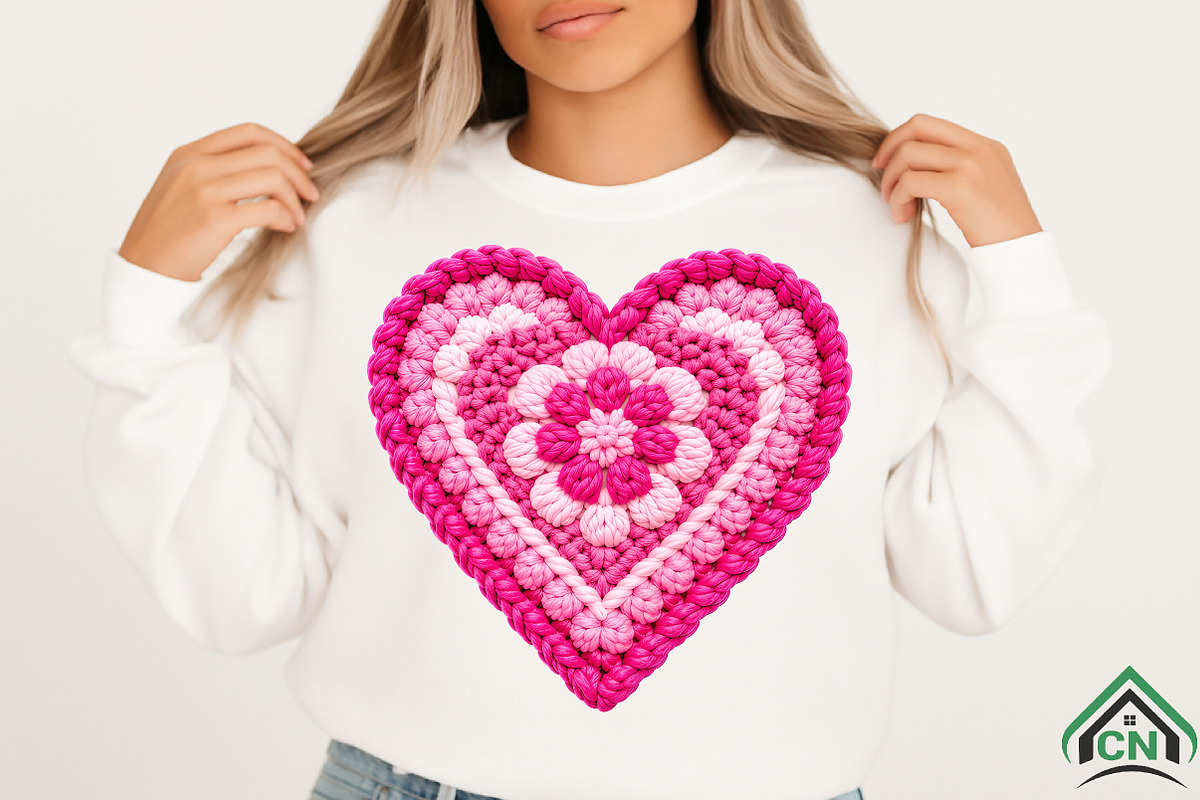 Faux Yarn Crochet Valentine Heart, an Illustration by Craft Nest (Photo 6 of 8)