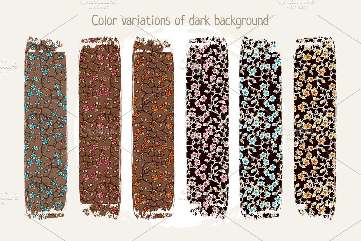 Floral seamless patterns set preview 2