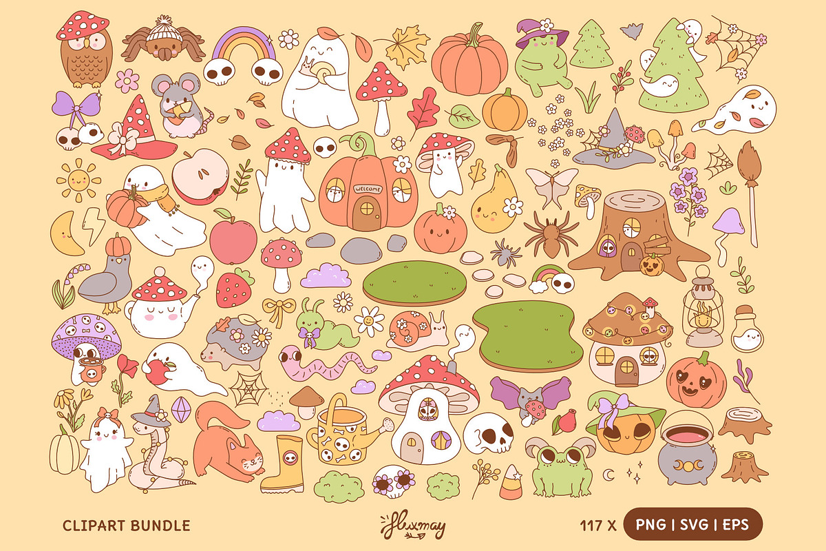 Haunted Cottagecore Halloween Bundle, a Seasonal Illustration by Huxmay (Photo 2 of 7)