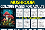 119 Mushroom Coloring Page For Adult, a Stationery Template by Design Station (Thumbnail 1 of 5)