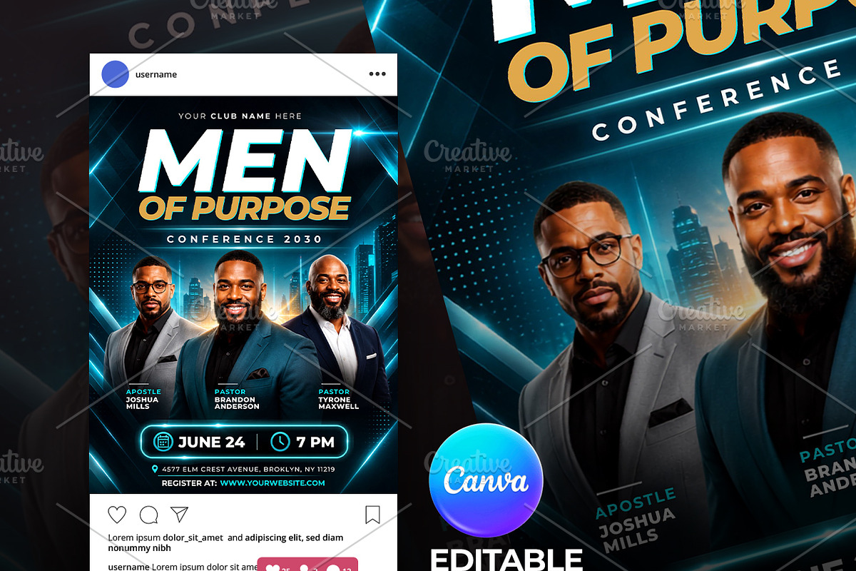 Mens Conference Flyer Template, a Social Media Template by Artonix (Photo 2 of 3)