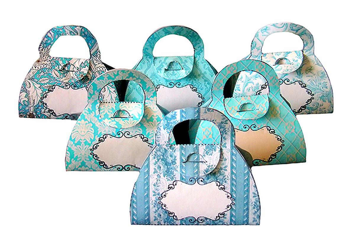 6 Blue Gift Bags - PDF  Patterns, a Print Template by Kseniya-Omega (Photo 2 of 4)