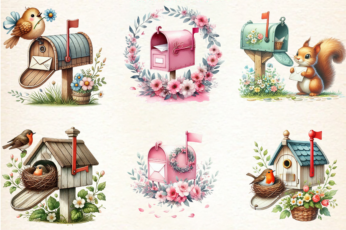 Spring Mailbox Sublimation Clipart, a Seasonal Illustration by DreamArtGraphic (Photo 4 of 5)