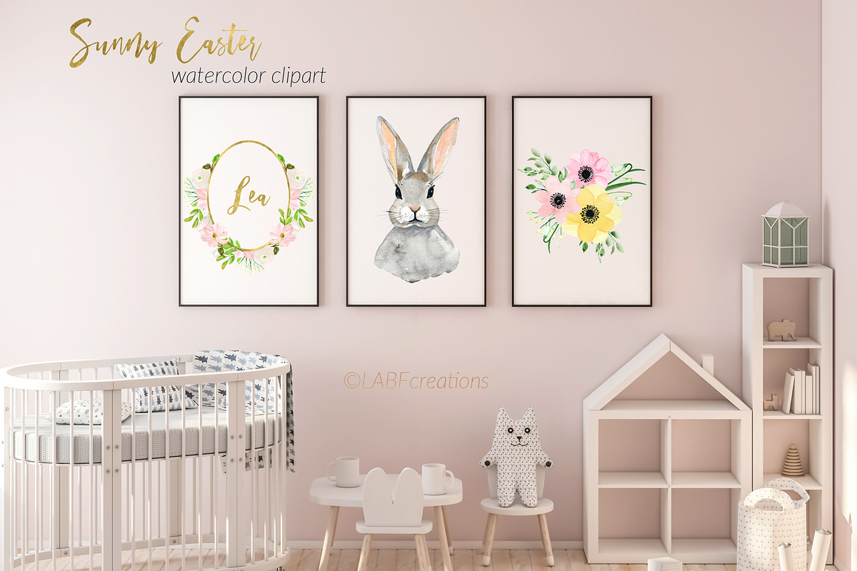 Sunny Easter bunny Watercolor, an Illustration by LABFcreations (Photo 4 of 17)