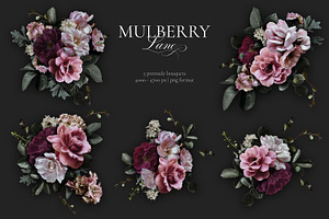 Mulberry Floral Clip Art Pattern Kit