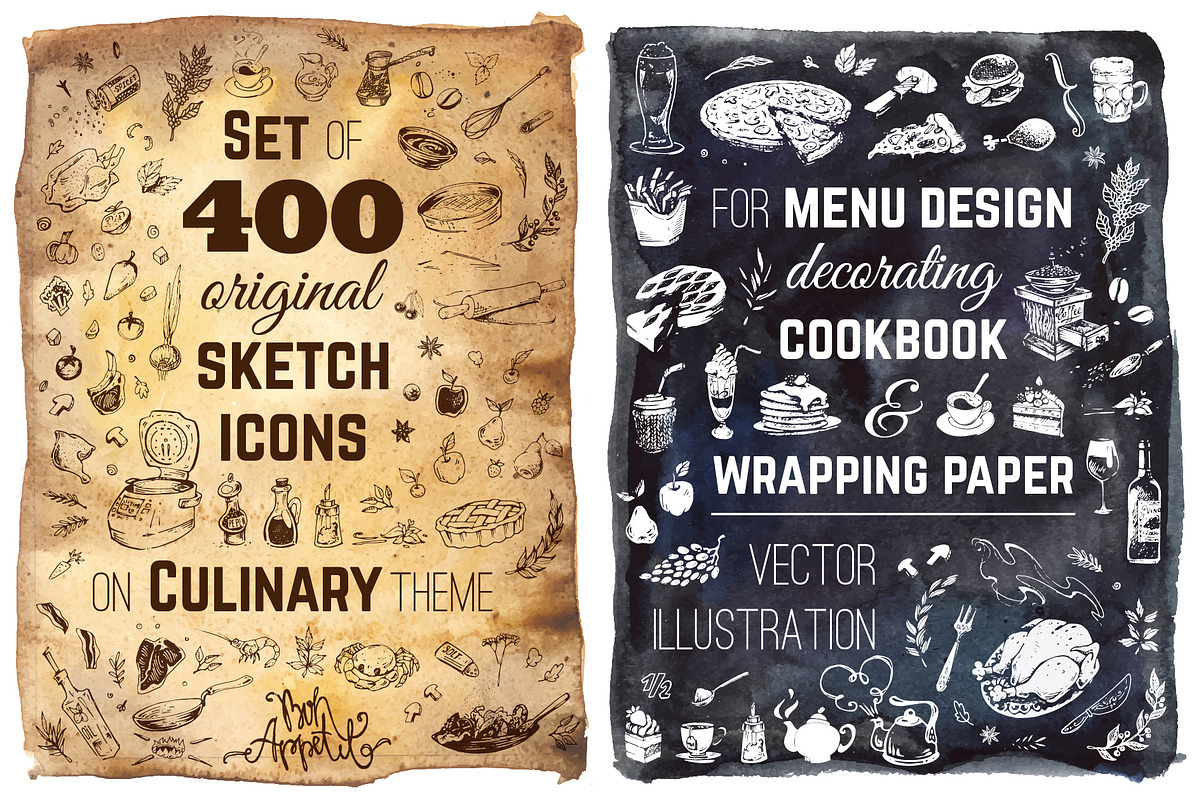 Hand-drawn Cooking and Food Icons, a Decorative Illustration by Margo Miller (Photo 1 of 48)