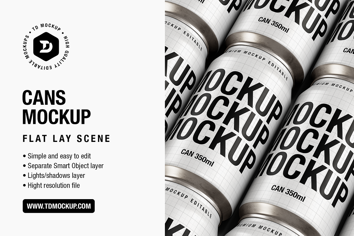 Cans Mockup - Flat Lay, a Packaging Mockup by TD Mockup (Photo 1 of 3)