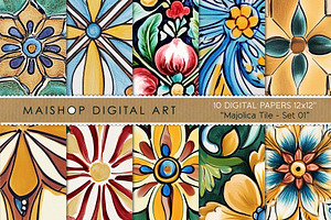 Seamless Majolica Tiles, a Pattern Graphic by Maishop