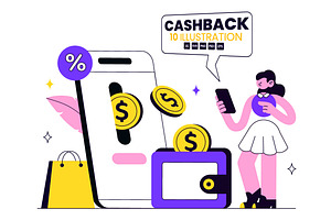 10 Cashback Vector Illustration, a Finance Illustration by denayunebgt