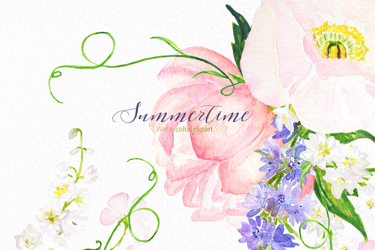 Summertime watercolor flowers, a Texture Illustration by LABFcreations (Photo 8 of 9)