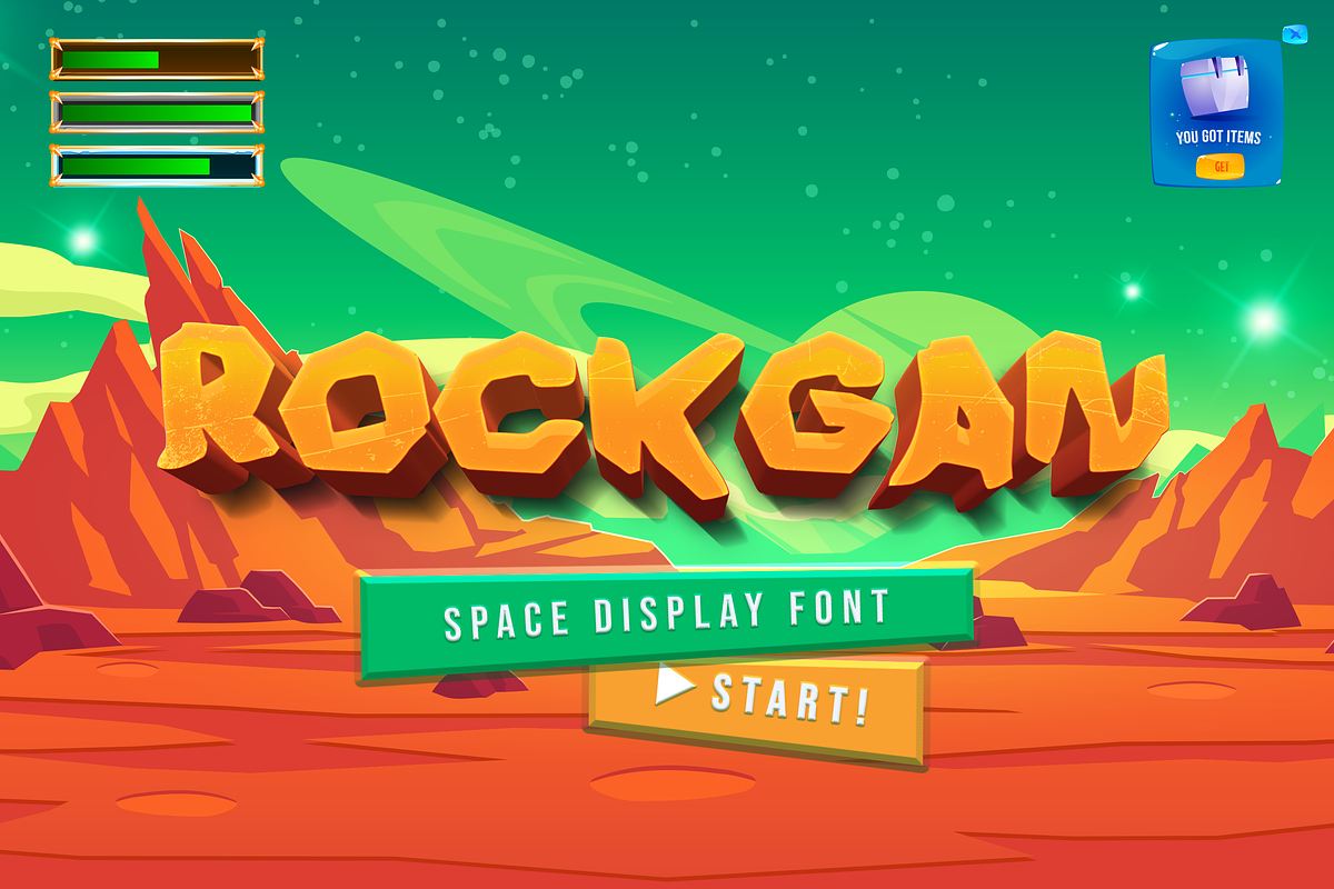 Rockgan Space Display Font, a Sans Serif Font by Haws.std (Photo 1 of 6)