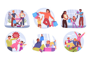 Family shopping day concept, a Finance Illustration by alexdndz