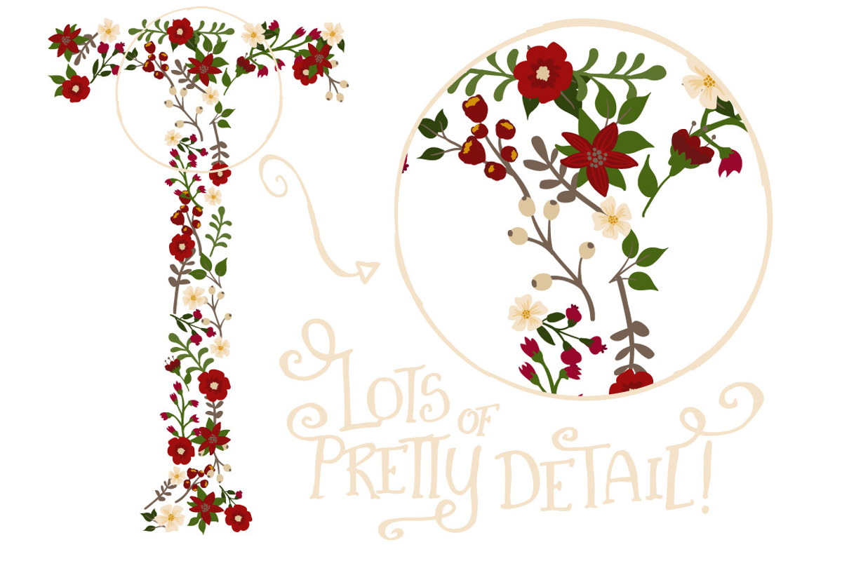 Christmas Floral Alphabet Clip Art, an Illustration by Amanda Ilkov (Photo 4 of 5)