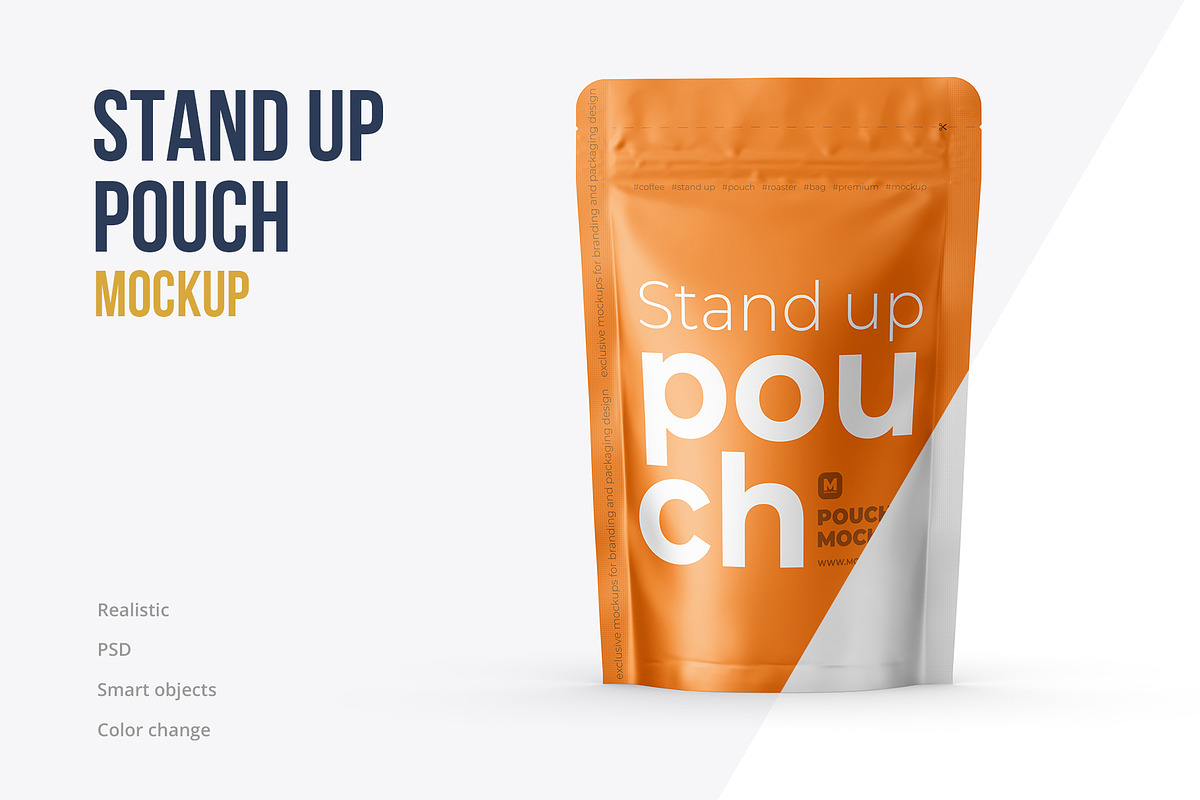 4 PSD Stand-Up Pouch Mockup, a Cups & Container Mockup by easymock (Photo 2 of 12)