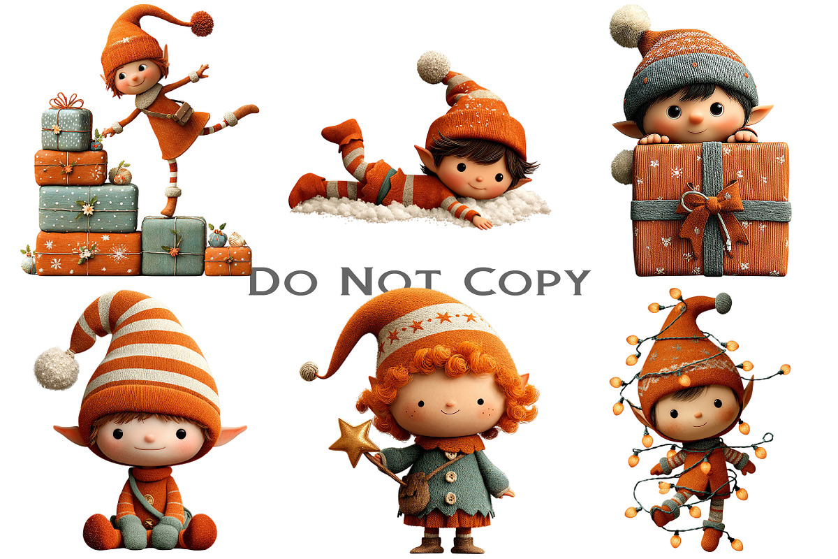 Whimsical Christmas Elf Clipart, an Illustration by Craft Nest (Photo 6 of 8)