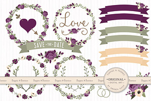 Plum Floral Wedding Vectors, an Illustration by Amanda Ilkov