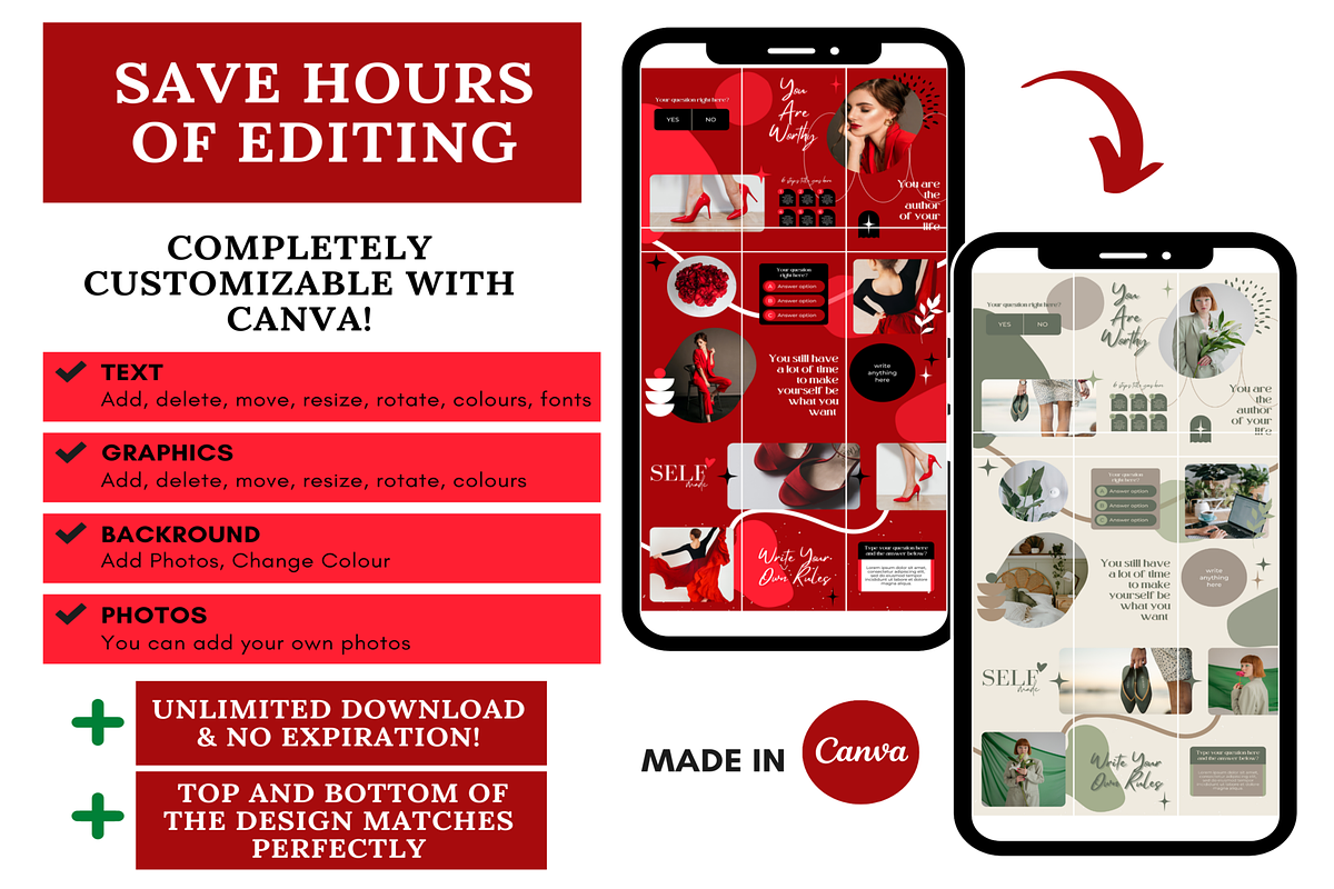Red Instagram Puzzle Post Template, a Social Media Template by LushBury (Photo 4 of 5)