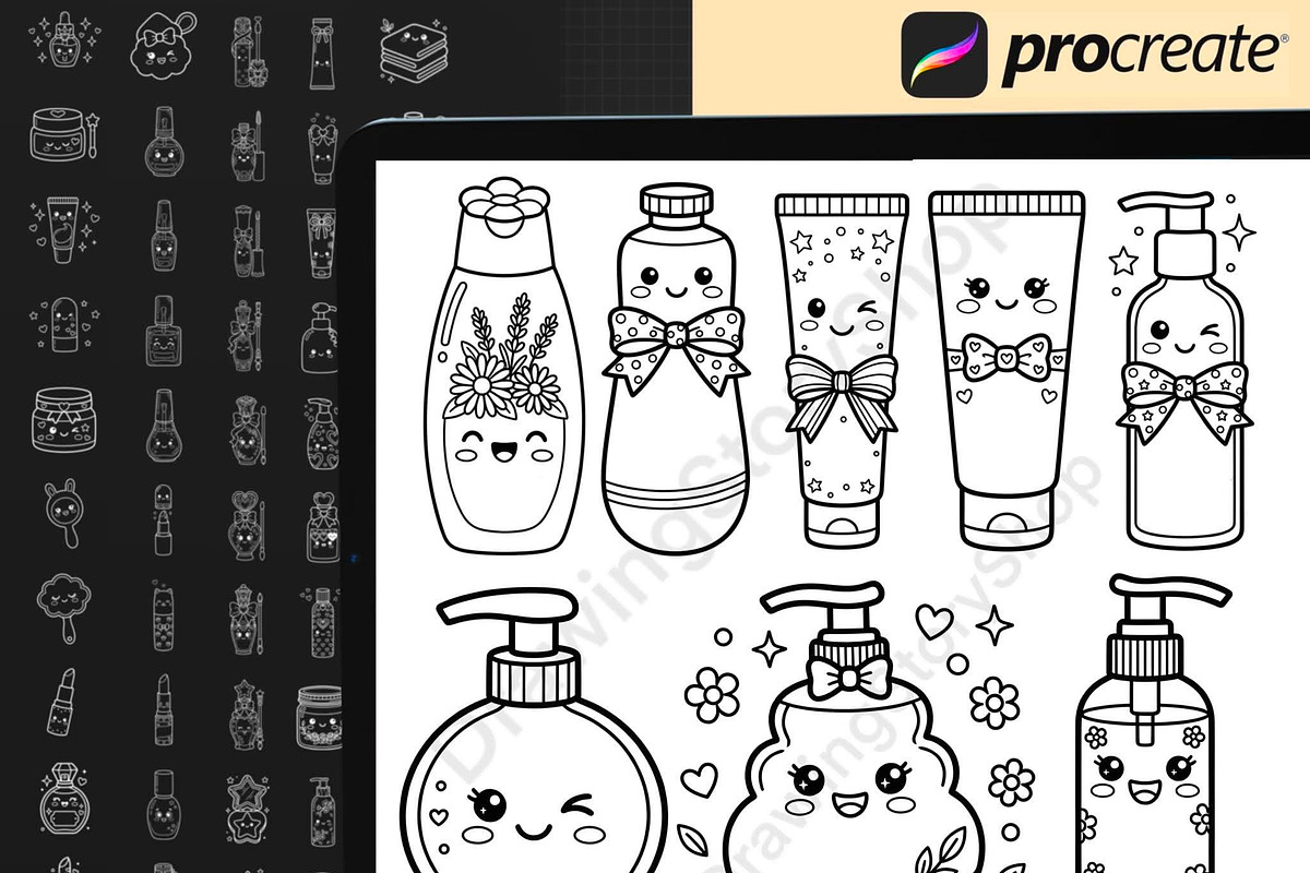 170 Kawaii Skincare Procreate Stamps, a Brush Add-On by DrawingStoryShop (Photo 2 of 6)