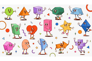 Groovy math geometric shapes, an Education Illustration by Buch&Bee