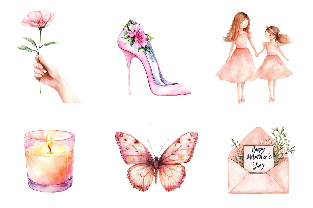 Blush Pink Mother's Day Clipart, an Illustration by CreationArt (Photo 2 of 5)