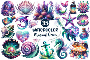 Magical Ocean Sublimation Clipart, an Illustration by Dream Creation