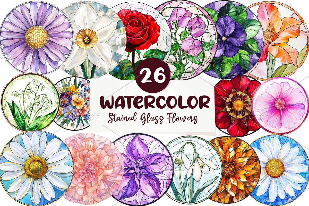 Round Stained Glass of Birth Month, an Illustration by CreationArt (Photo 1 of 5)