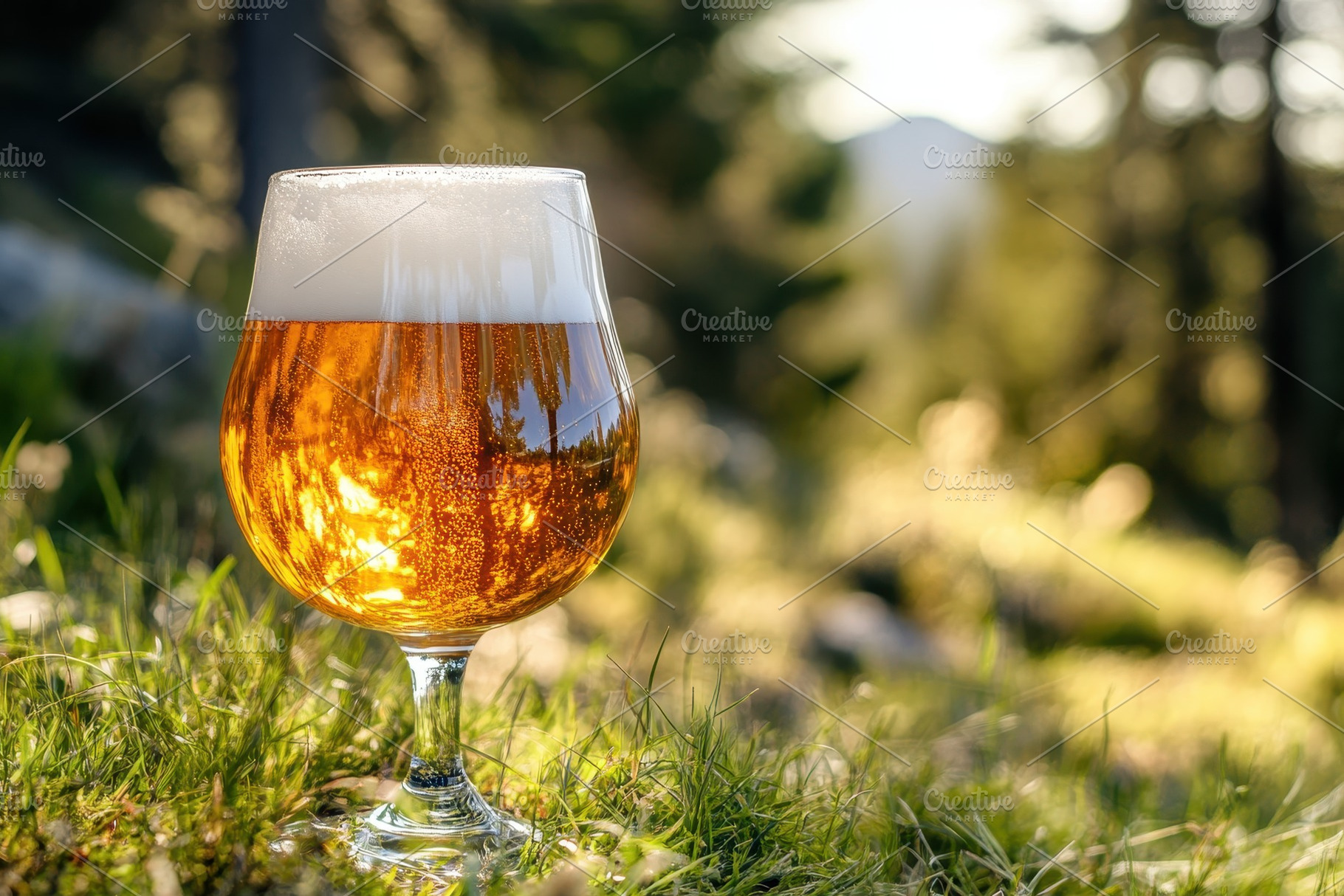 Refreshing golden beer glass set, a Photo by Pavel_design