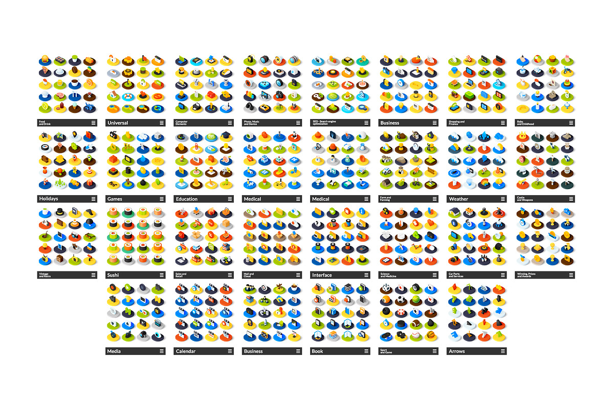 600 ISOMETRIC ICONS, an Outline Icon by sidmaydesign (Photo 3 of 4)