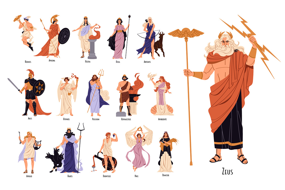 Ancient Greek gods and goddesses set, a Person Illustration by PaperTrident (Photo 1 of 9)