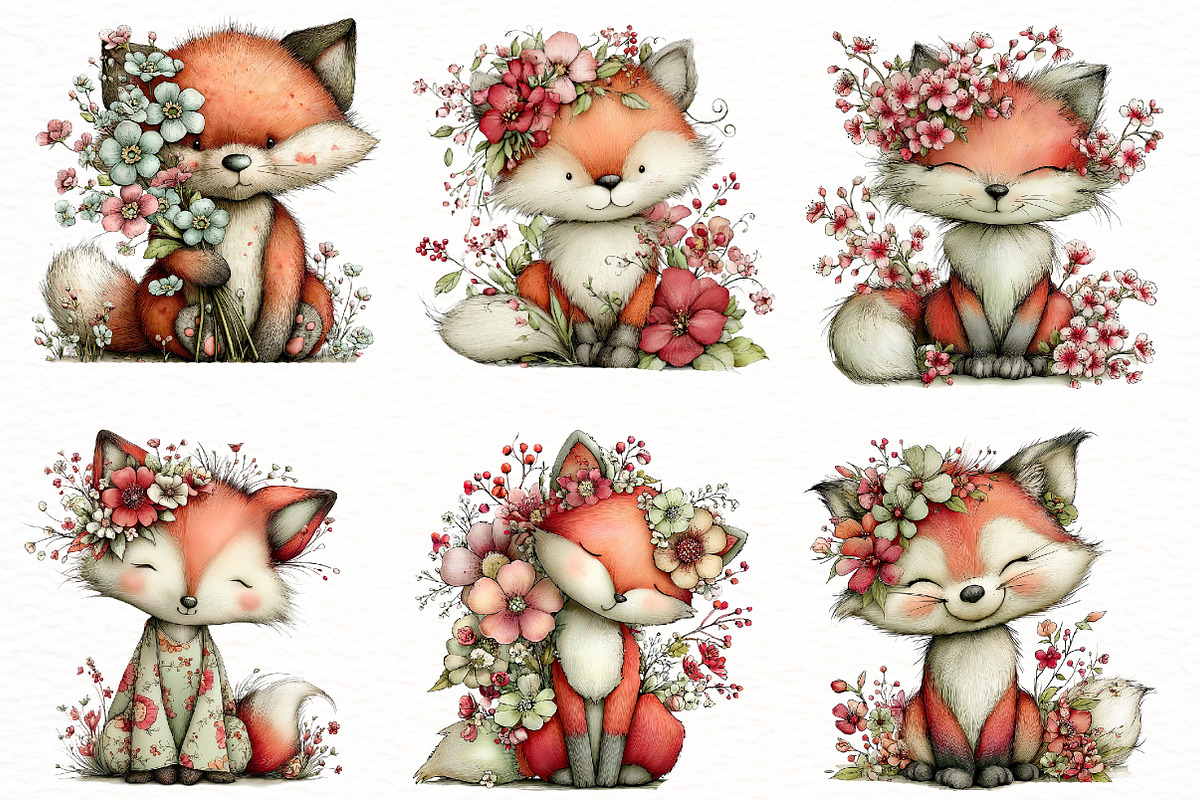 Whimsical Spring Fox Clipart, an Illustration by Designworld (Photo 4 of 4)