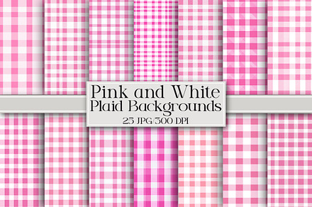 Light Pink and White Plaid Backgroun, a Pattern Graphic by Libby Wishes