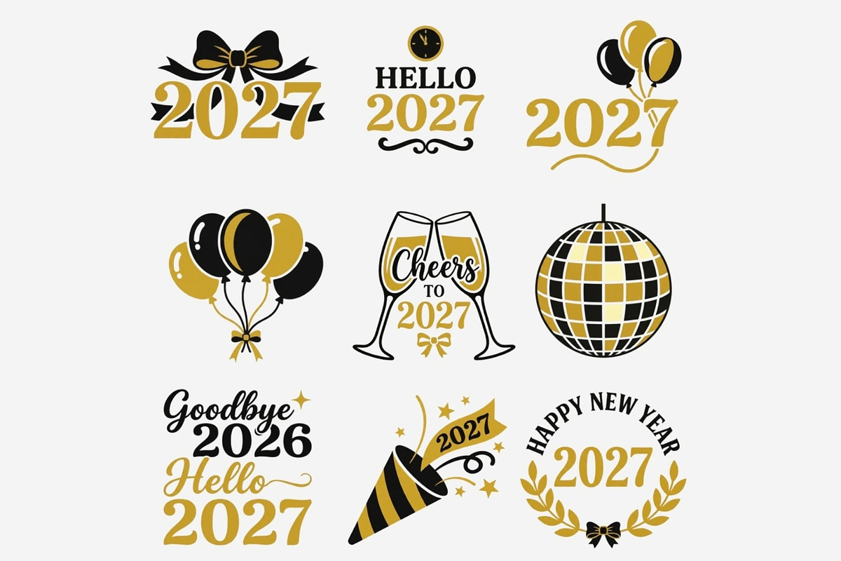 2027 New Year PNG Bundle, an Emoji Icon by Tanya Kart (Photo 7 of 10)