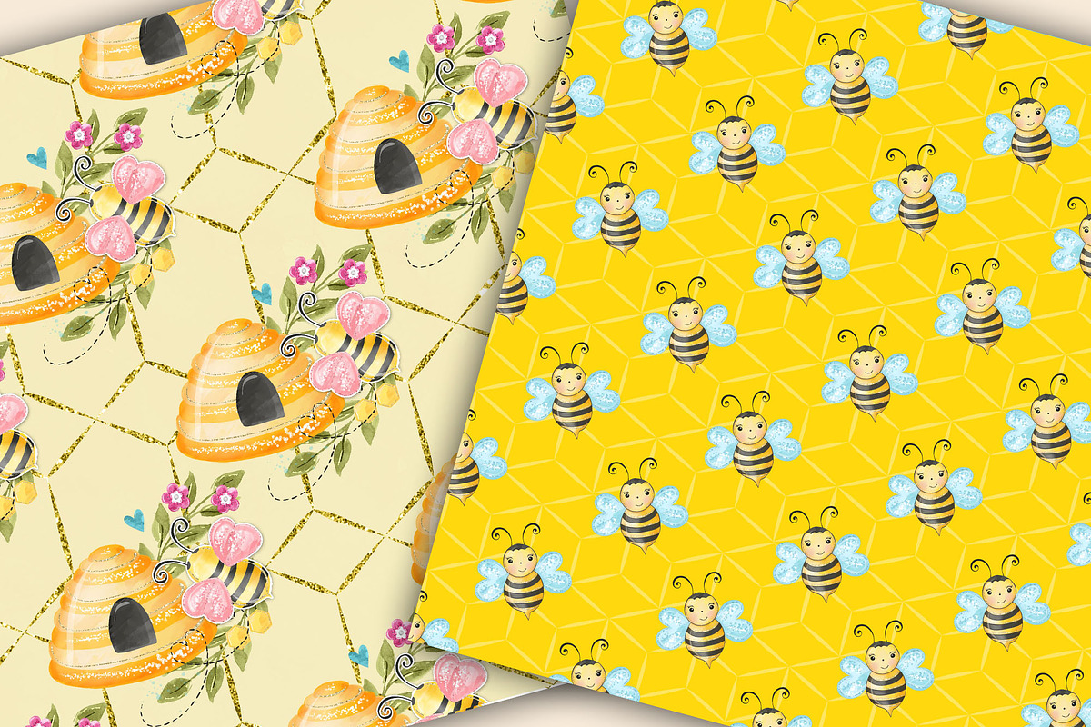 Bumble Bee digital paper pack, a Pattern Graphic by designloverstudio