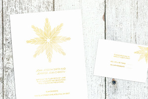 Geometric Print Gold Invitation