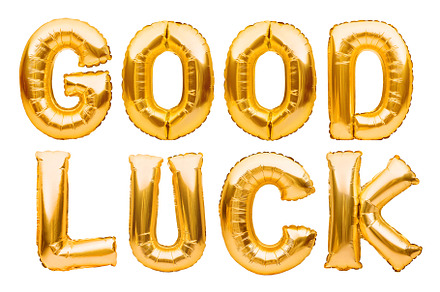 Words GOOD LUCK made of golden