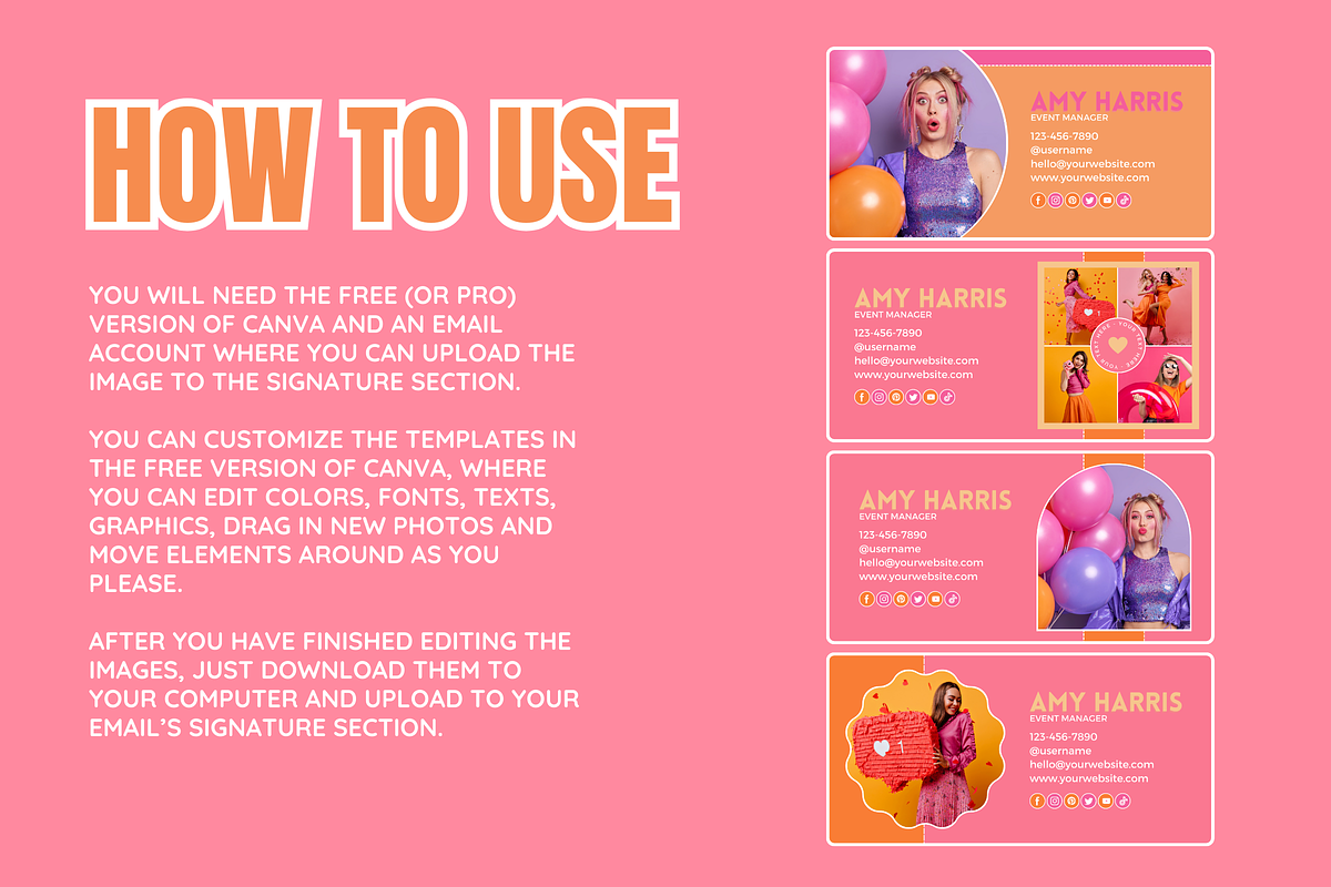Canva Email Signature Templates, an Email Template by SunshineStudioBoutique (Photo 3 of 10)