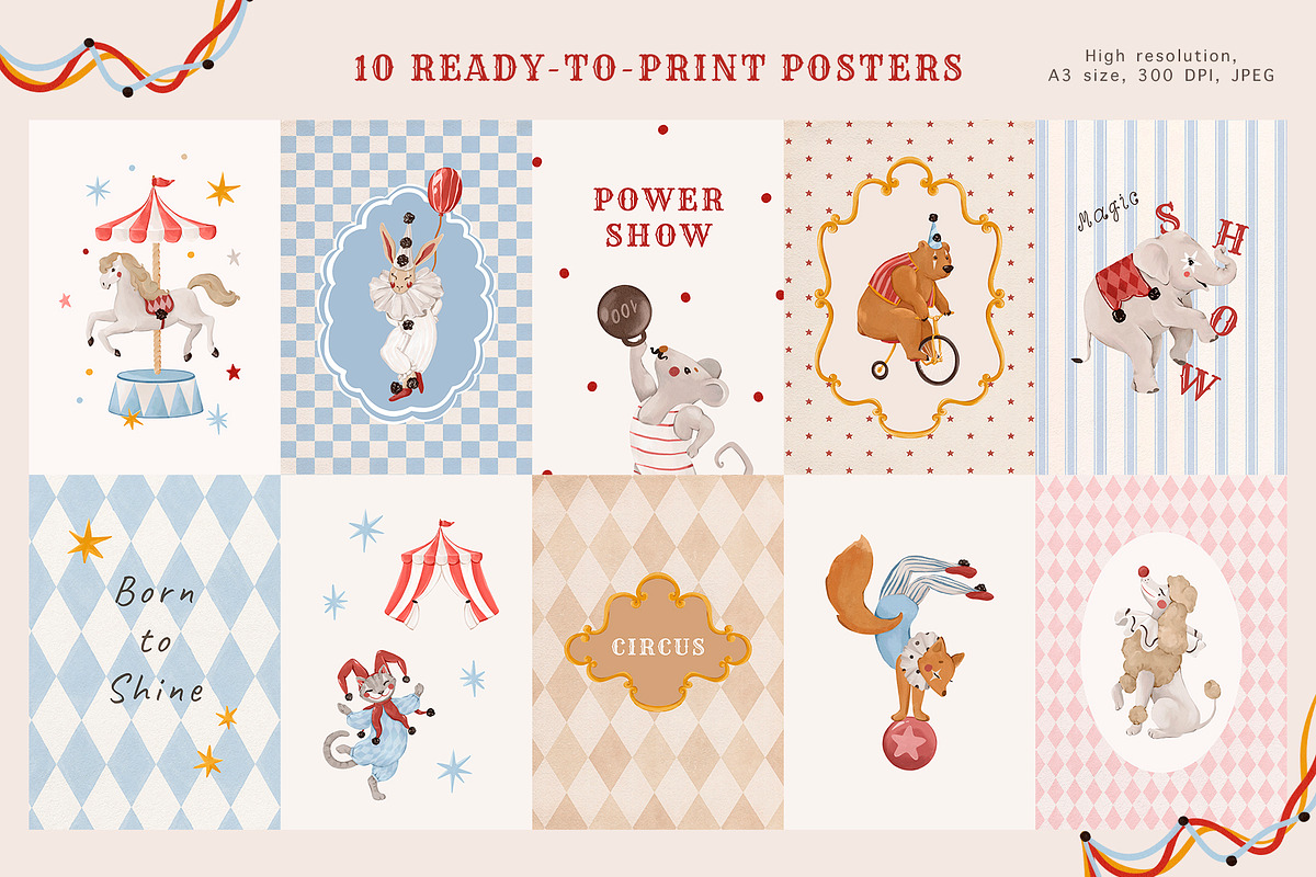 Vintage Circus Watercolor Set, a Decorative Illustration by Eva Gentle (Photo 6 of 16)