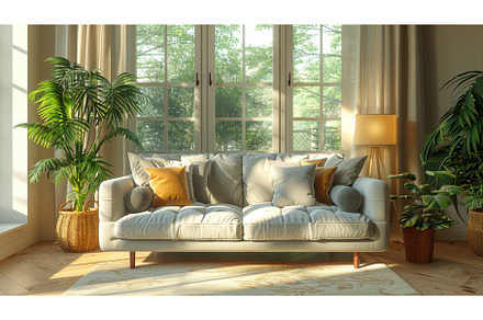 A light living room with grey sofas, a Beauty & Fashion Photo by ZinetroN