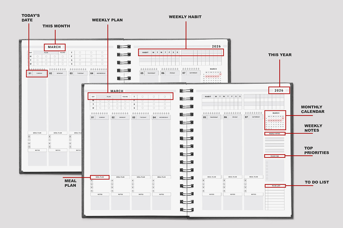 Ultimate Planner Bundle Pack 2026-28, a Stationery Template by Design Zone (Photo 6 of 11)